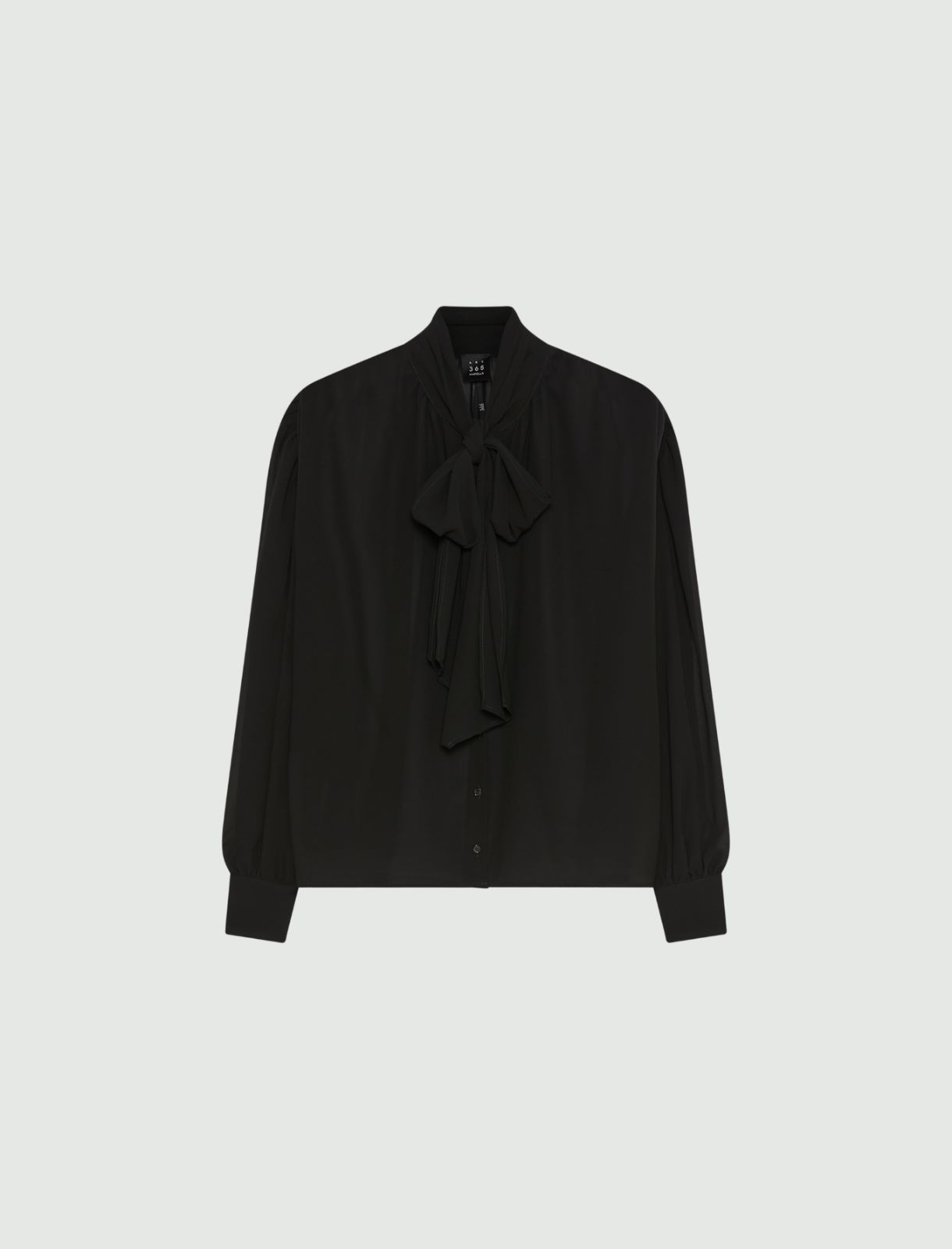 Crepe georgette tie-up blouse - Black - Marella