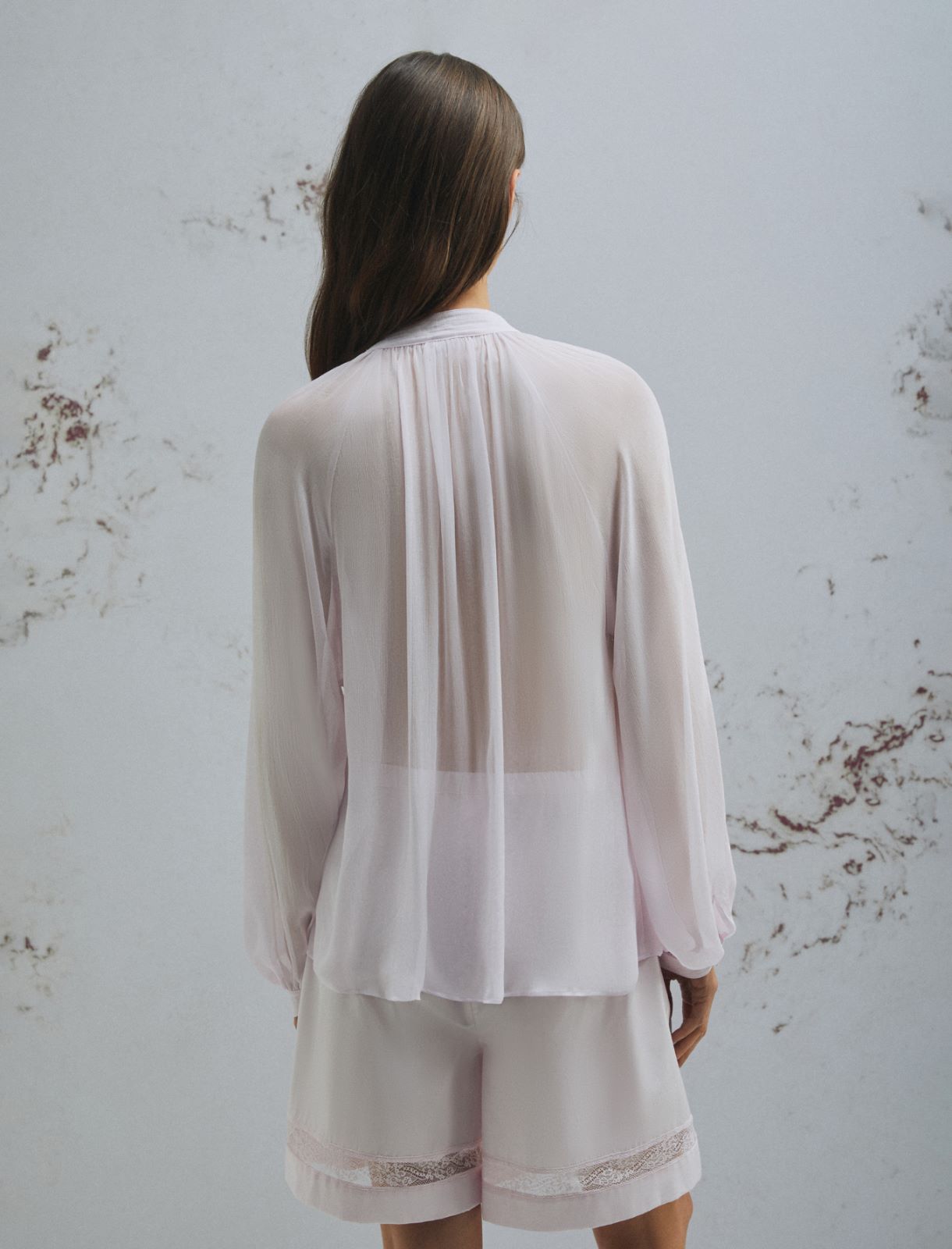 Hemdbluse aus Crêpon mit weitem Ärmeln - ROSA - Marella - 3