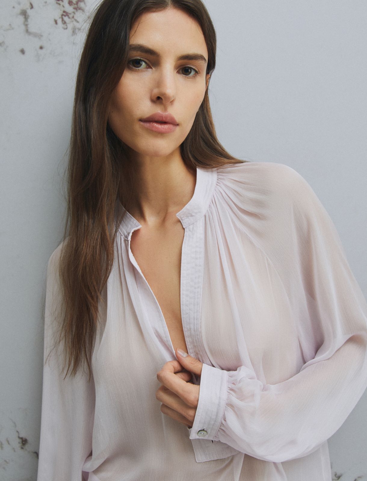 Hemdbluse aus Crêpon mit weitem Ärmeln - ROSA - Marella - 5