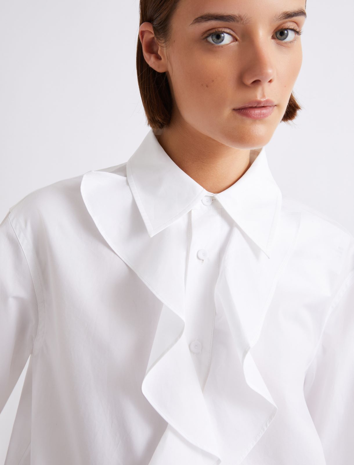 Chemise ruchée en popeline - BLANC - Marella - 5