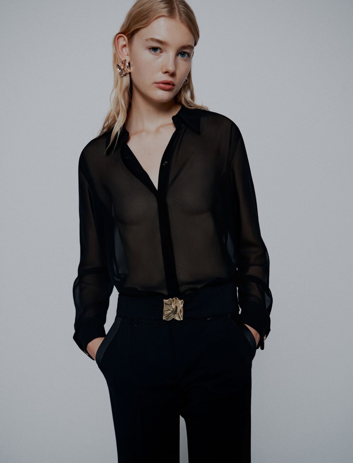 Camicia in georgette - NERO - Marella - 4