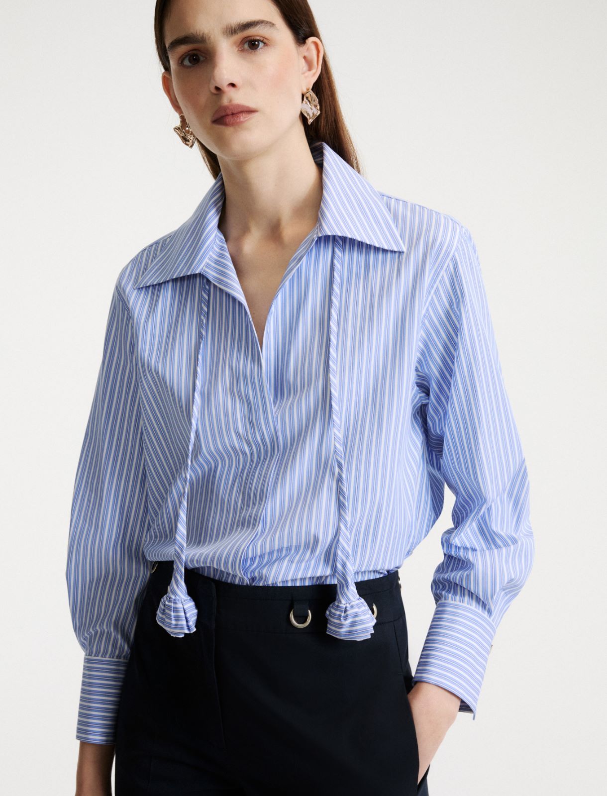 Koszula z bawełnianej popeliny - JASNONIEBIESKI - Marella - 4