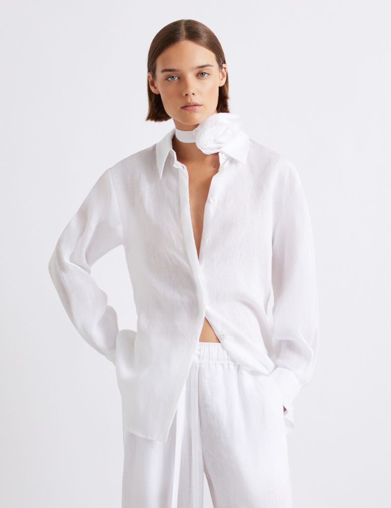 Neckerchief-adorned pure linen shirt - Marella
