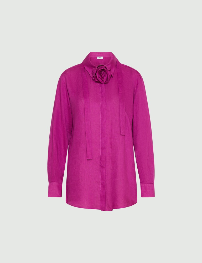 Neckerchief-adorned pure linen shirt - Marella