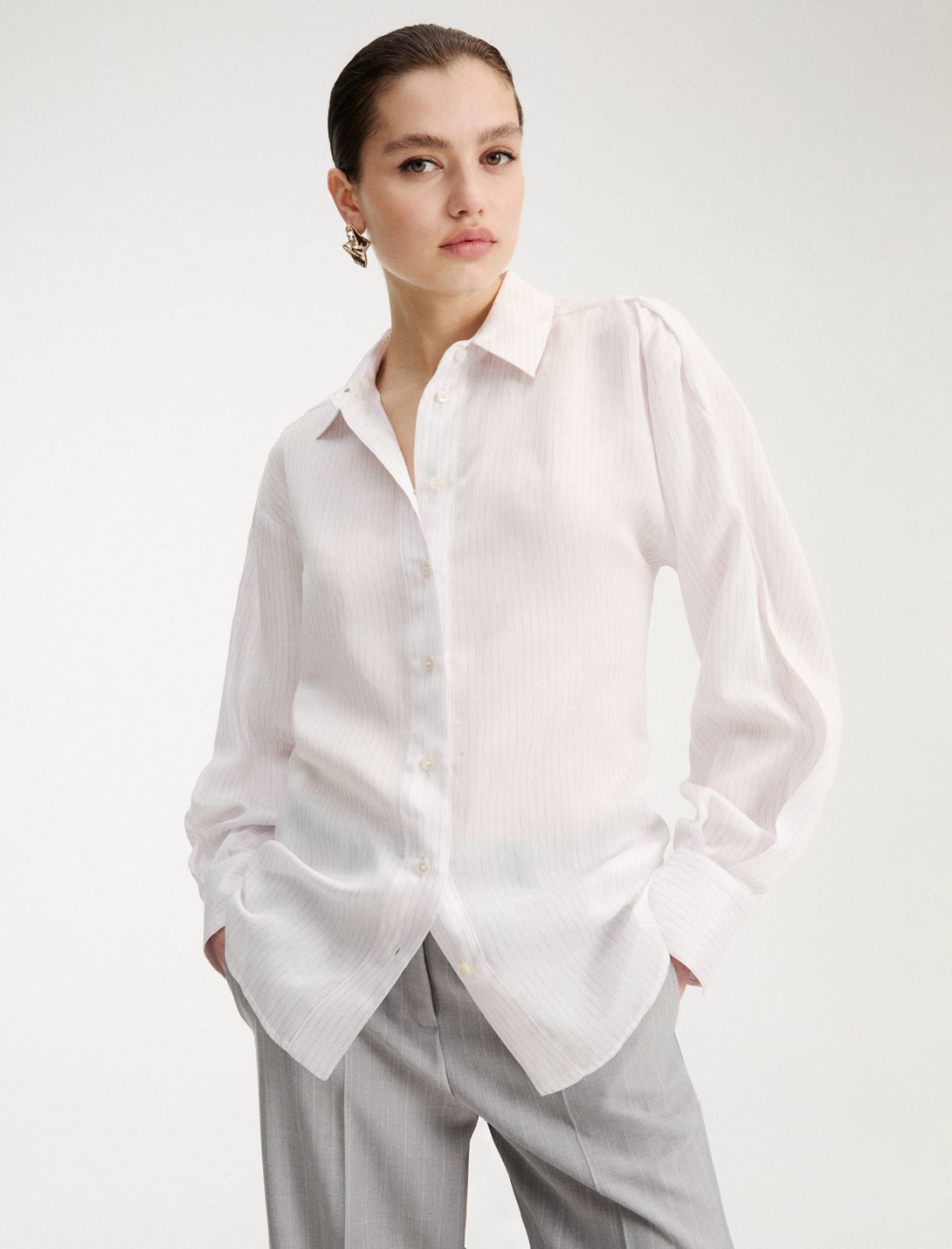 Chemise en soie mélangée - BLANC - Marella - 4