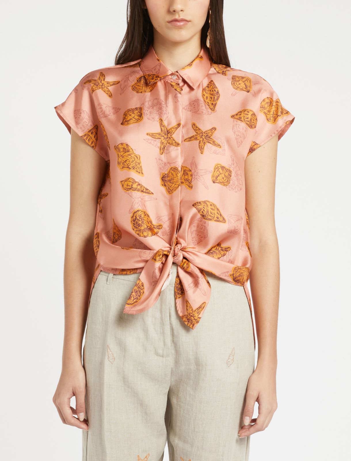 Knot-detail silk shirt - PINK - null - 3