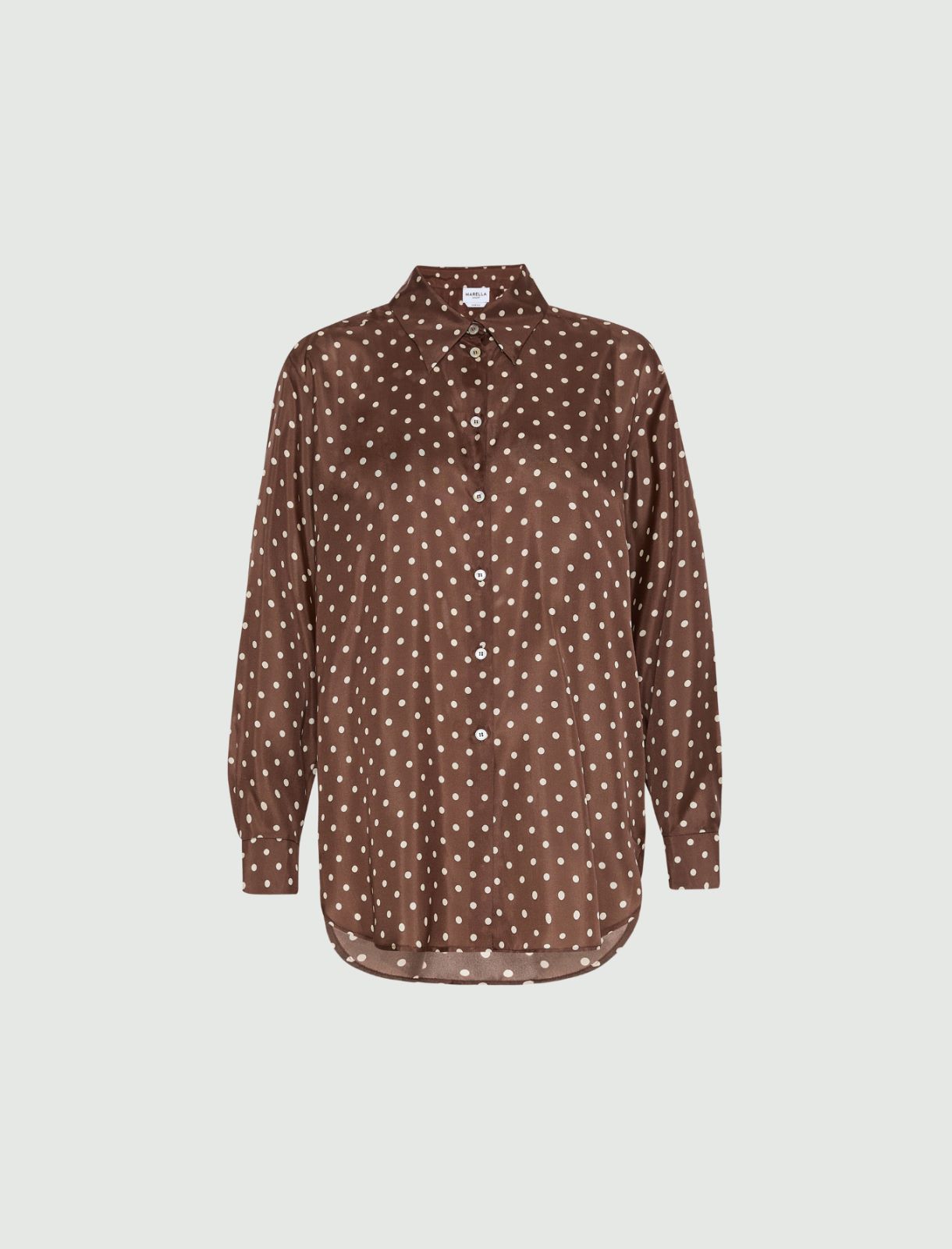 Camicia in seta habotai stampata - MARRONE - Marella