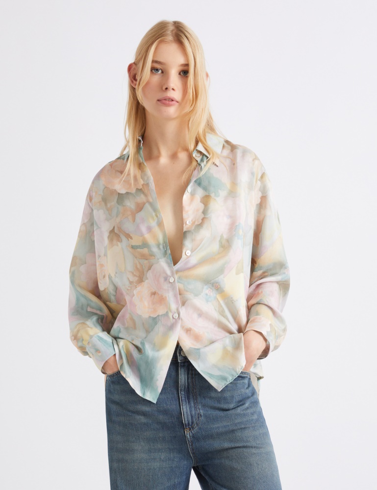 Printed silk Habotai shirt - Marella
