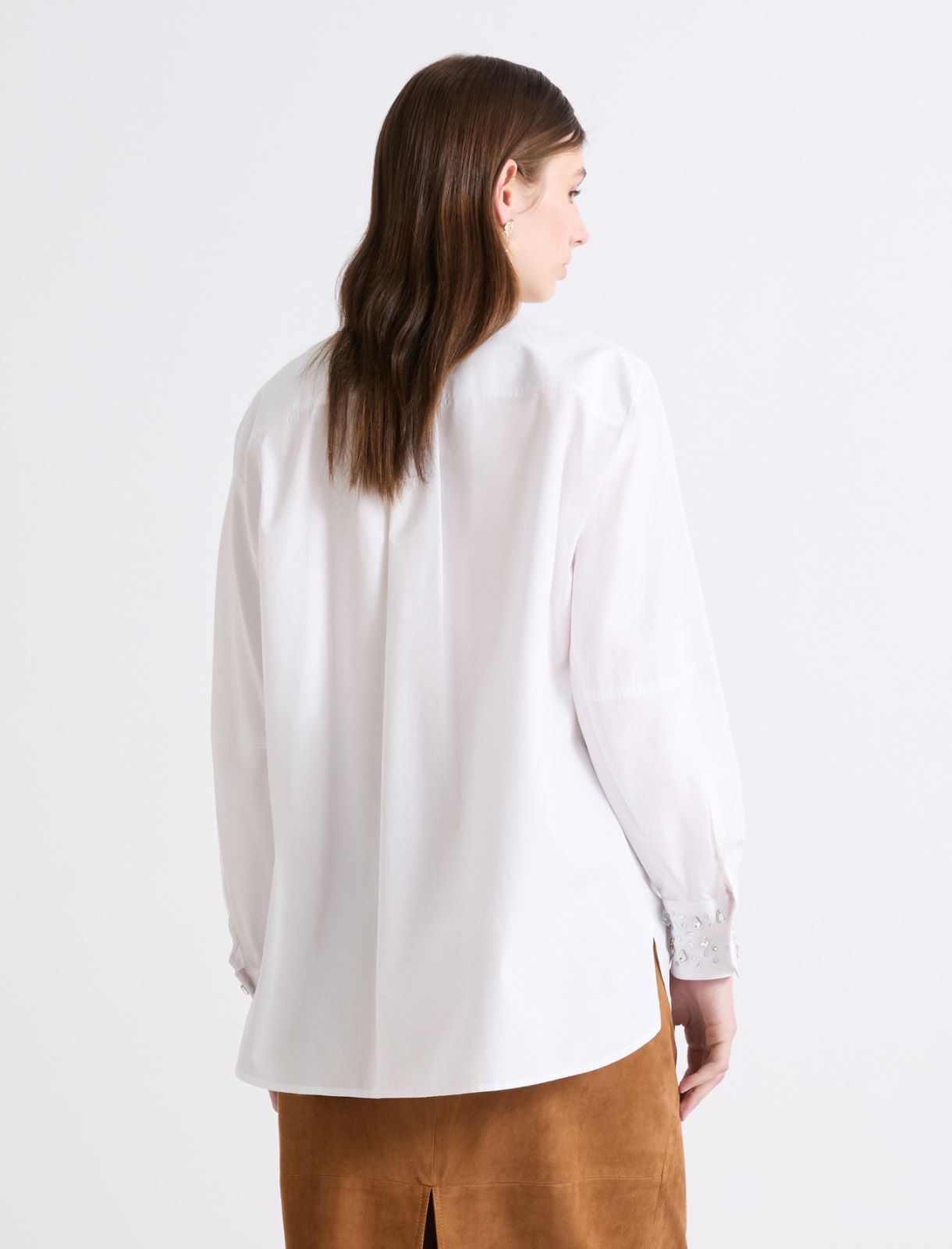 Embroidered cotton shirt - OPTICAL WHITE - Marella - 3
