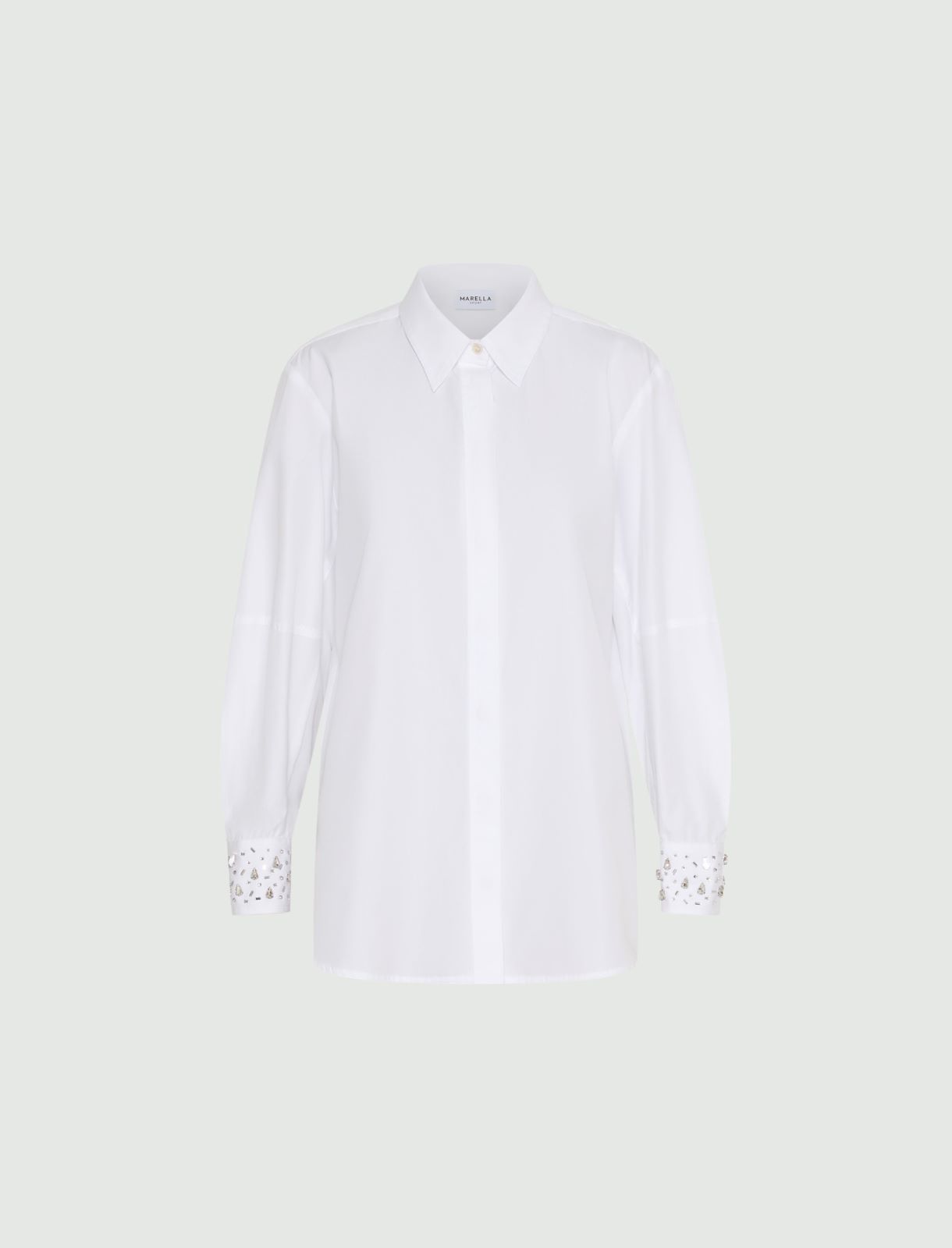 Embroidered cotton shirt - OPTICAL WHITE - Marella