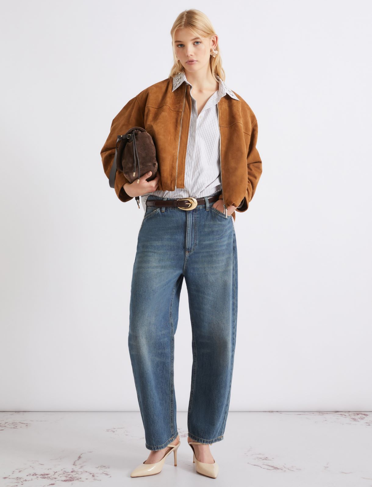 Camicia in cotone con cristalli - MARRONE - Marella - 2