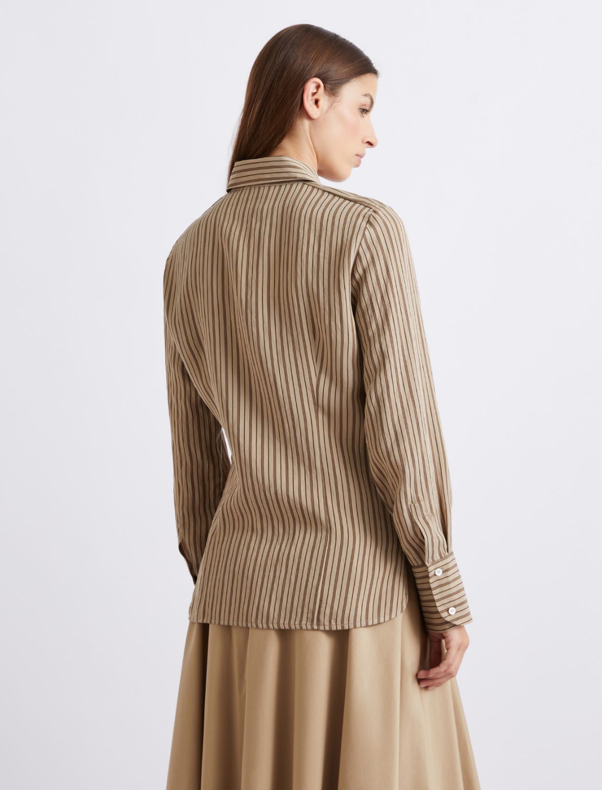 Camicia in viscosa lucida - Nocciola - Marella - 3