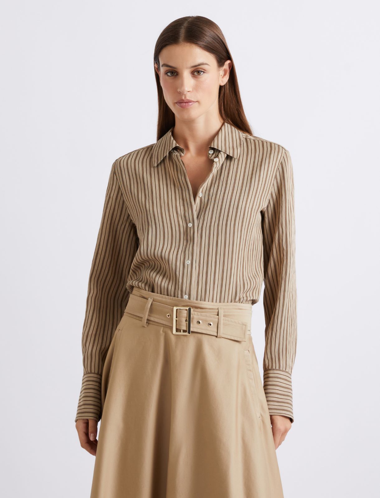 Camicia in viscosa lucida - Nocciola - Marella - 4