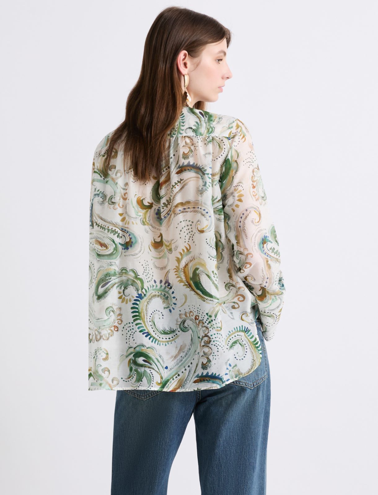 Koszula z woalu z czystego jedwabiu - OPTYCZNY BIAŁY - Marella - 3