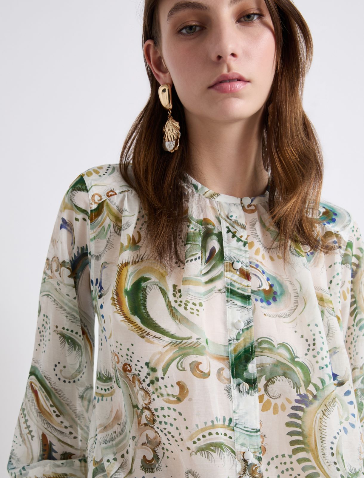 Koszula z woalu z czystego jedwabiu - OPTYCZNY BIAŁY - Marella - 5