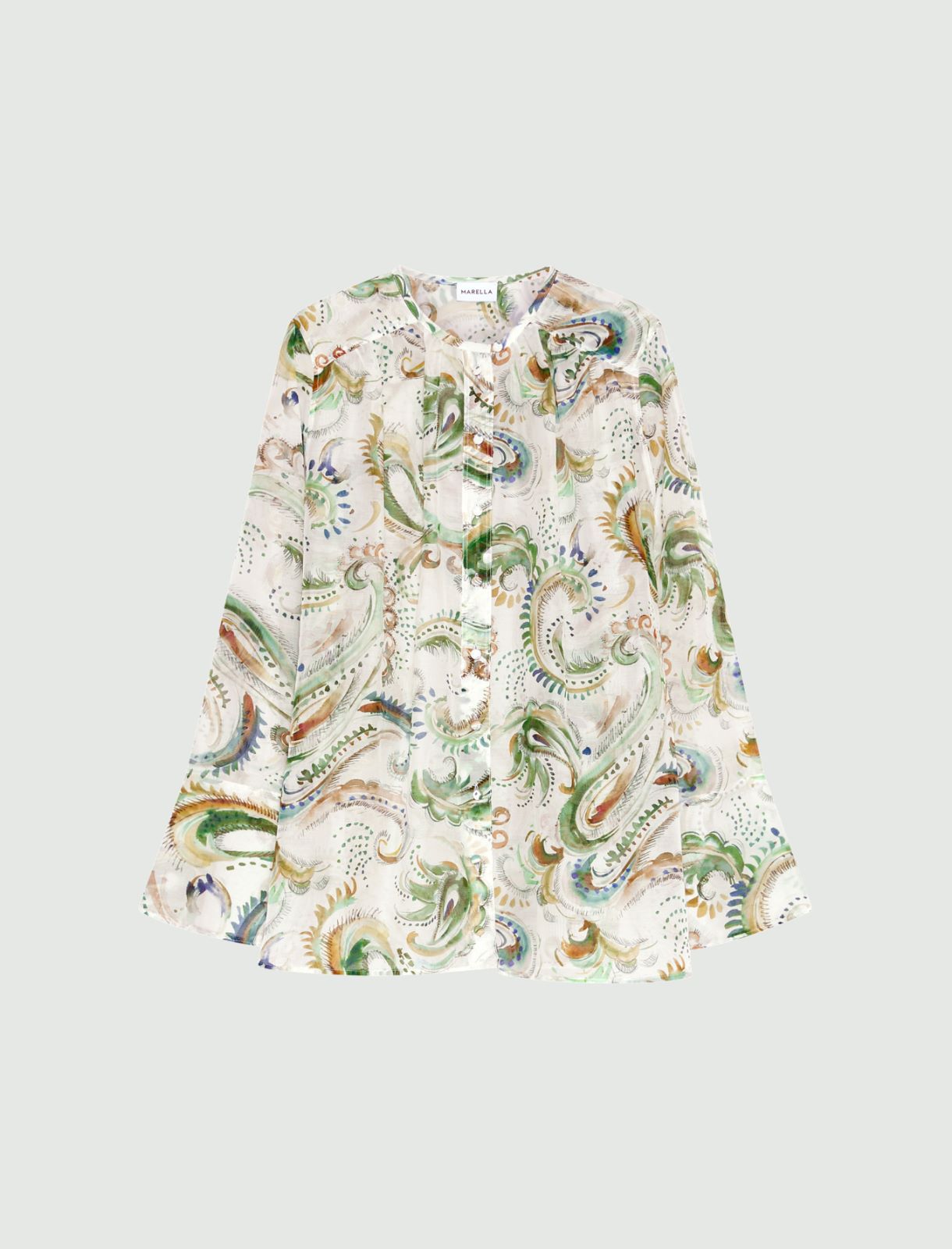 Koszula z woalu z czystego jedwabiu - OPTYCZNY BIAŁY - Marella