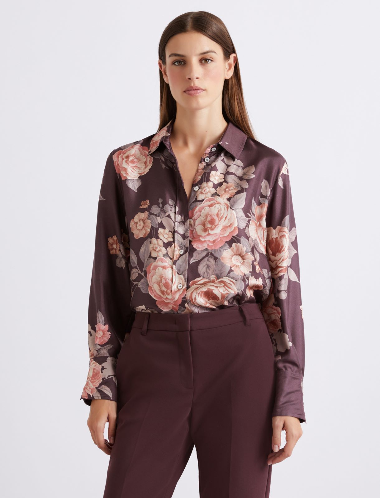 Printed silk twill shirt - Granate - Marella - 4