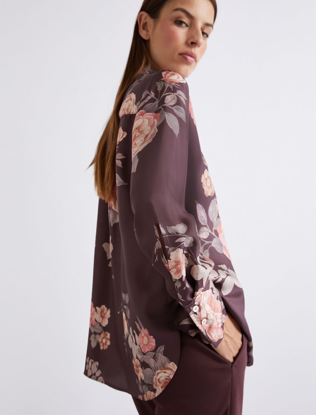 Printed silk twill shirt - Granate - Marella - 5