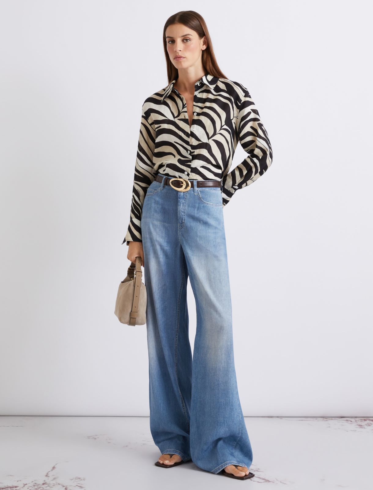 Printed linen shirt - BLACK - Marella - 2