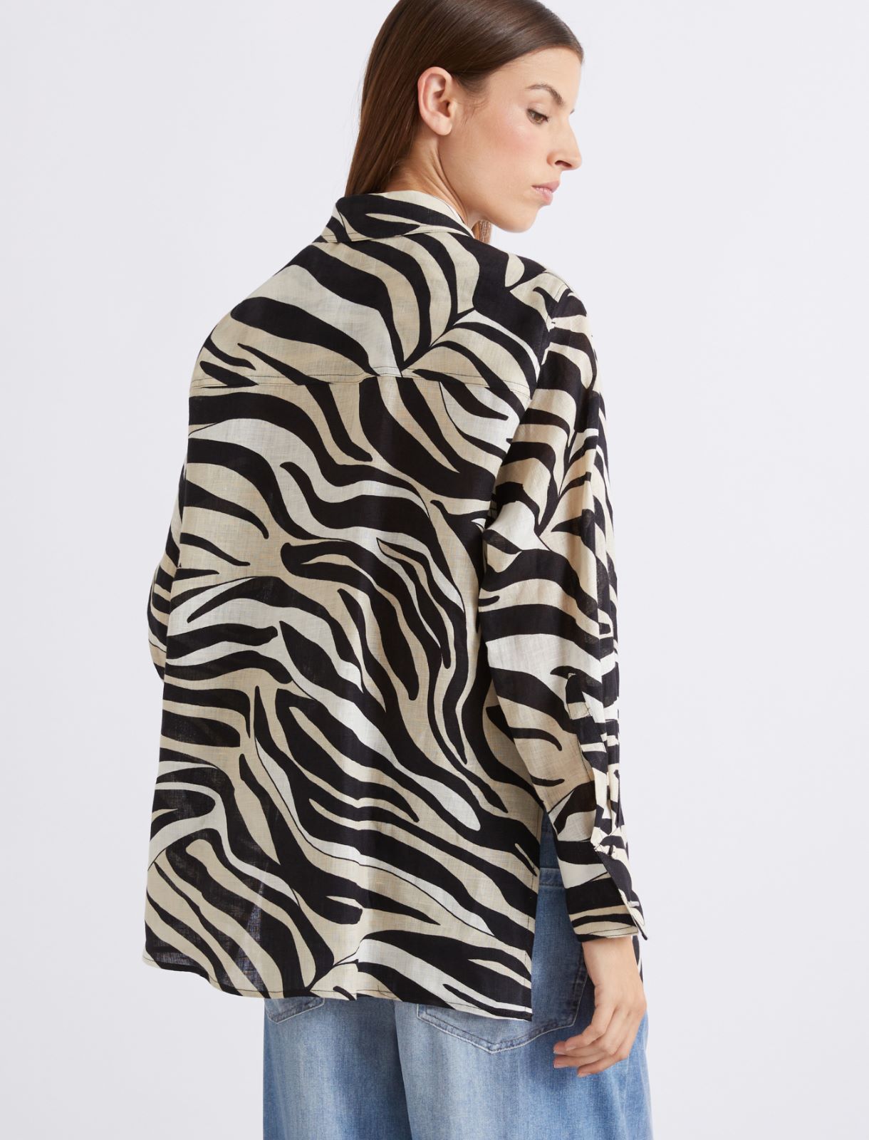 Printed linen shirt - BLACK - Marella - 3