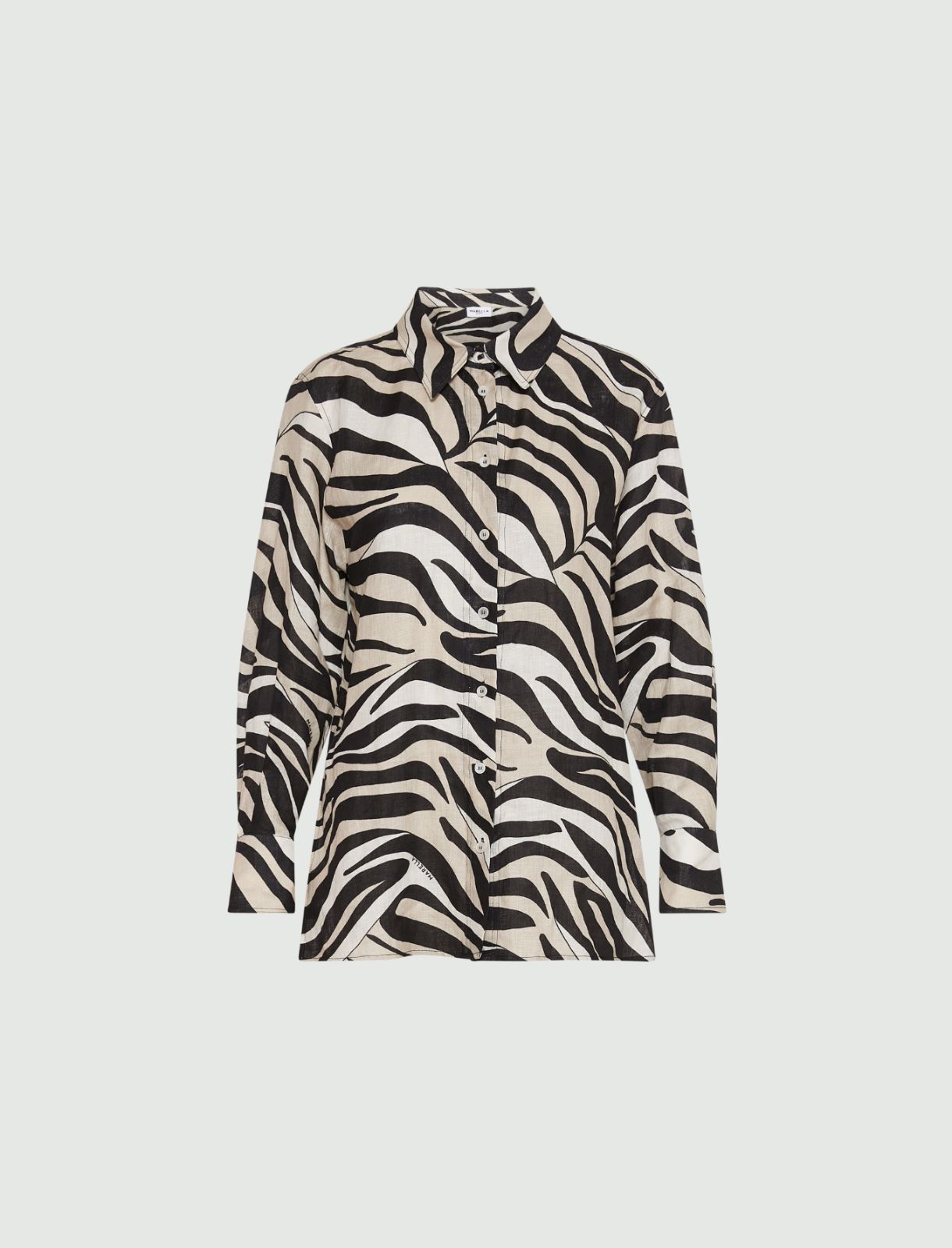 Printed linen shirt - BLACK - Marella