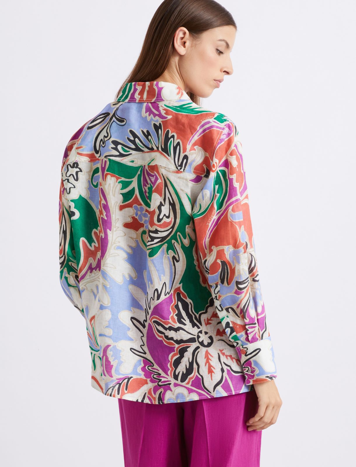 Printed linen shirt - ORANGE - Marella - 3