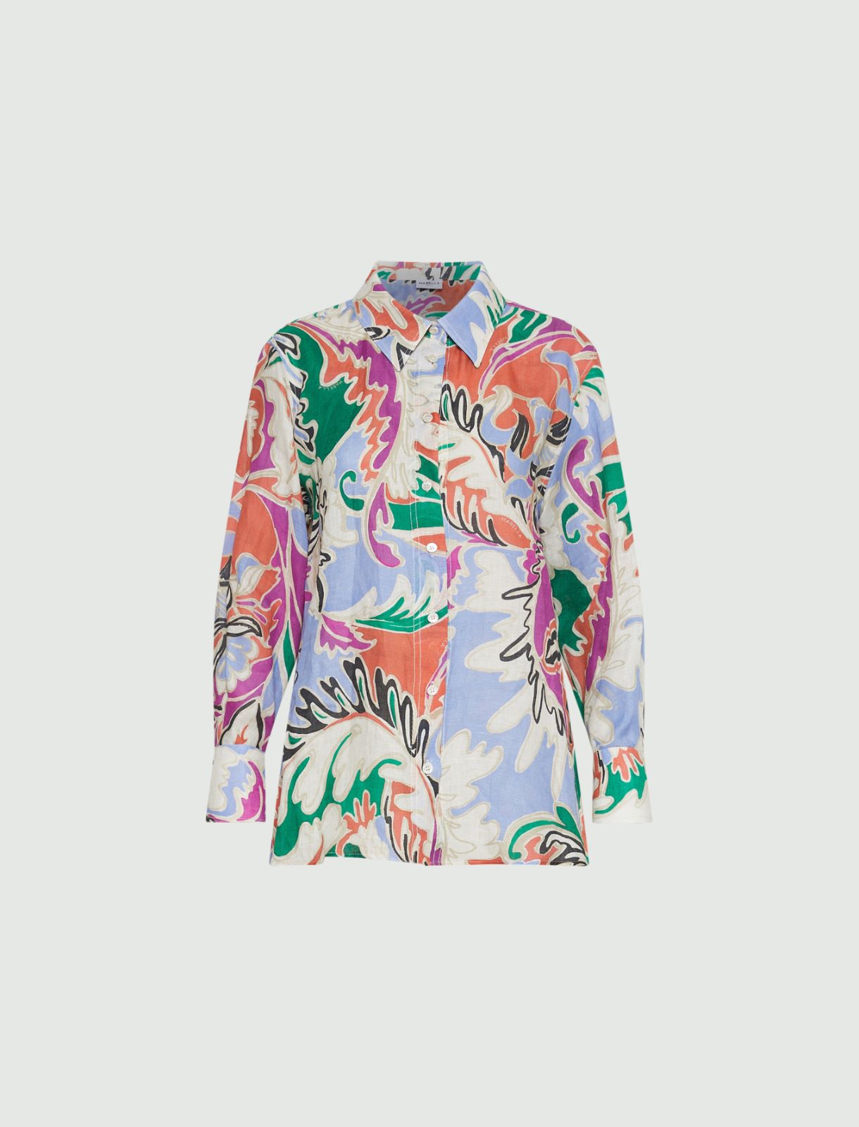 Printed linen shirt - ORANGE - Marella