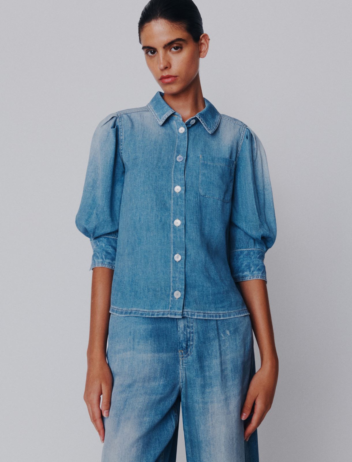 Flowing viscose shirt - DELAVE` BLUE - Marella - 4