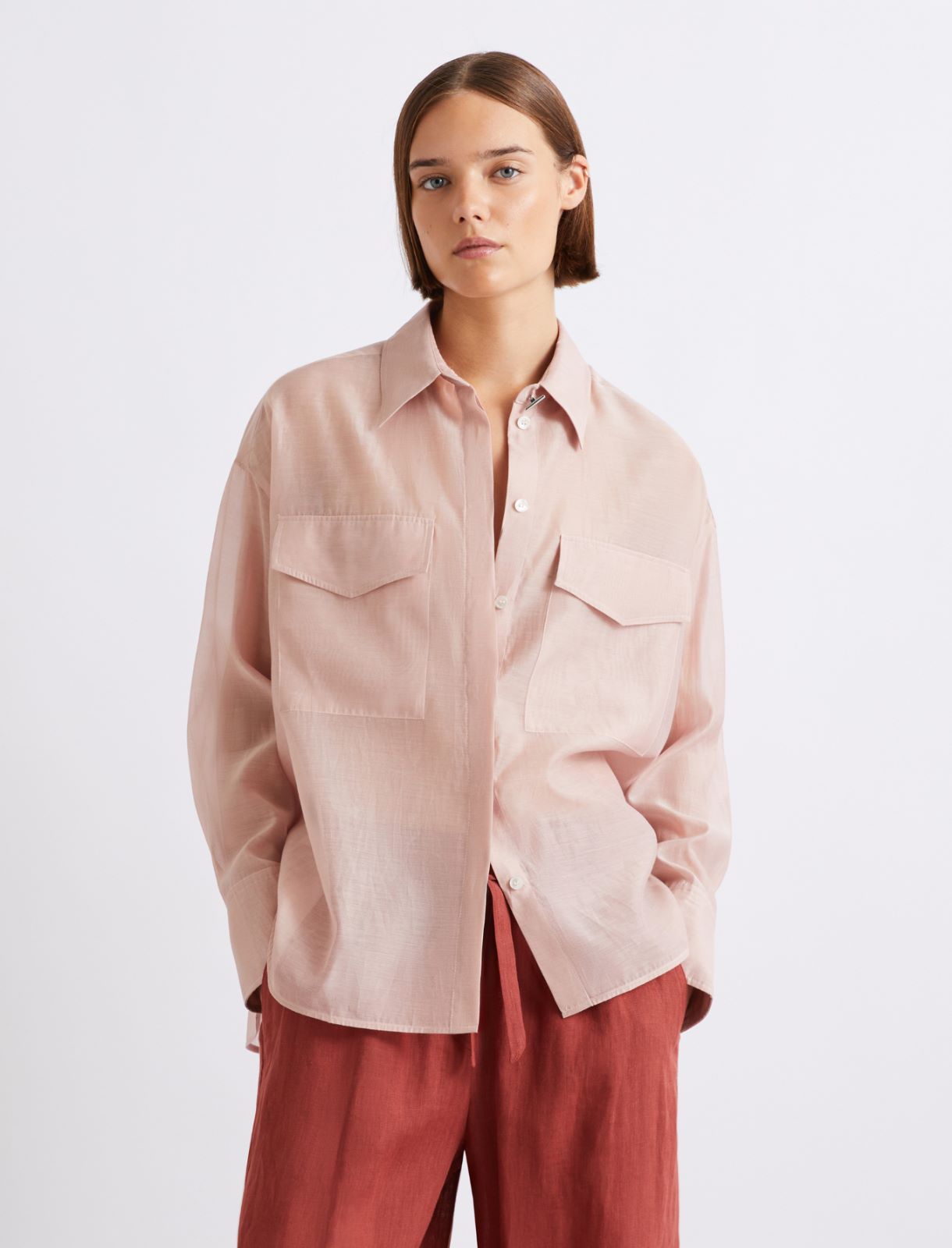Cotton and silk voile shirt - POWDER - Marella - 4