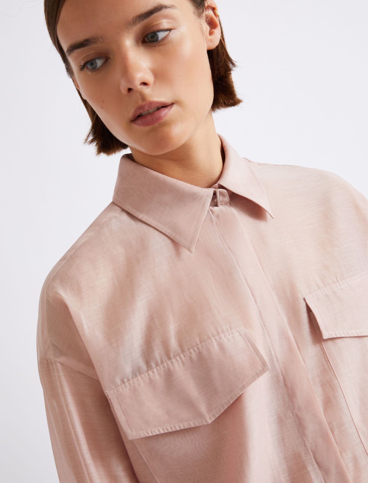 Cotton and silk voile shirt - POWDER - Marella - 5