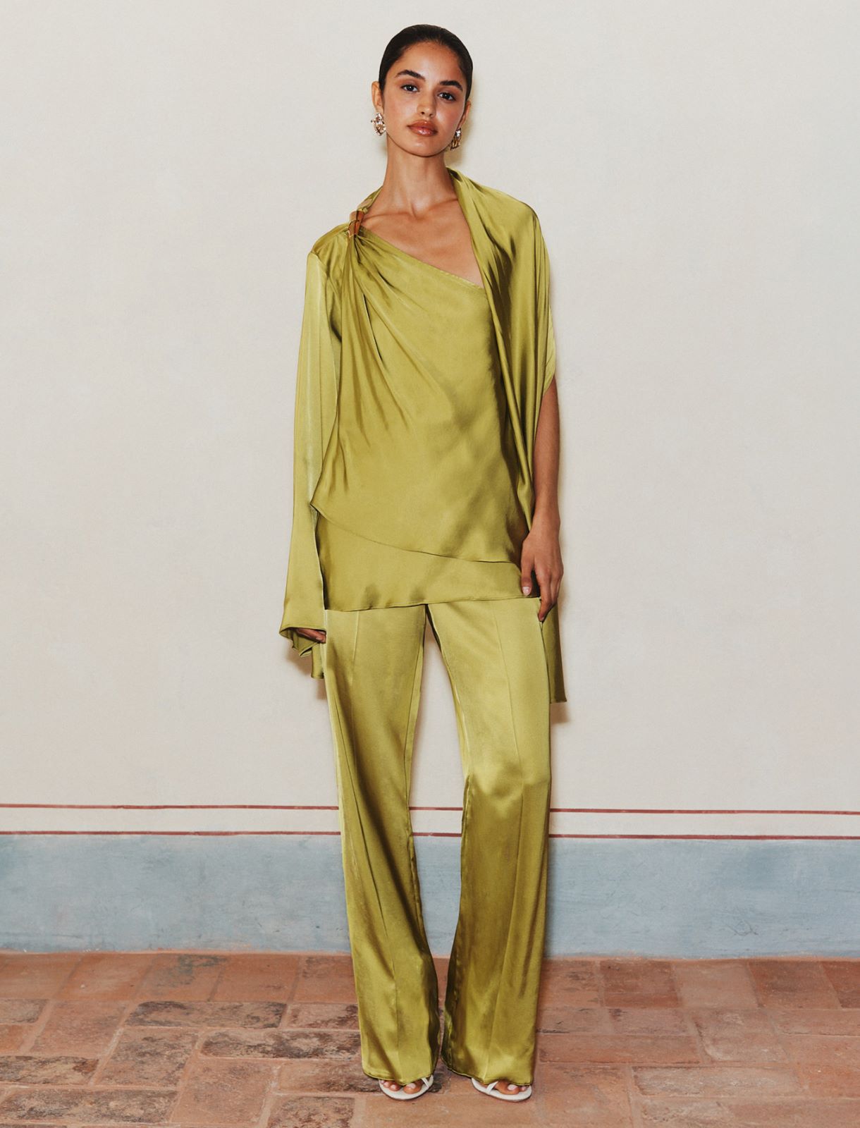 Wide-fit stretch satin trousers - OREGANO - Marella - 4