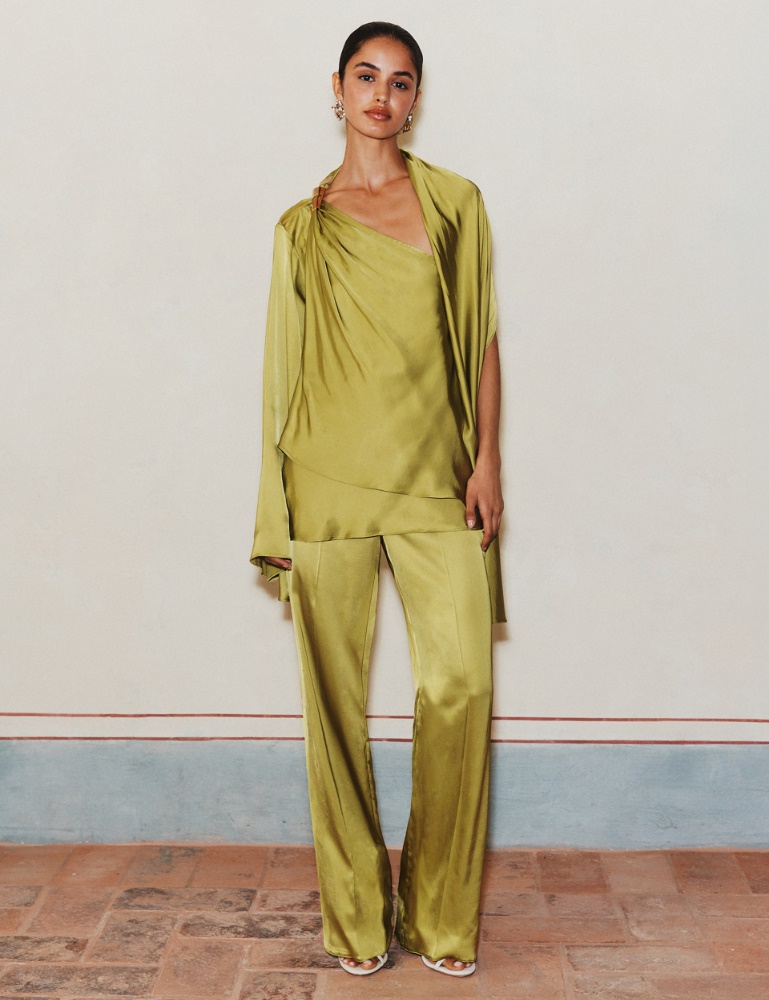 Wide-fit stretch satin trousers - Marella