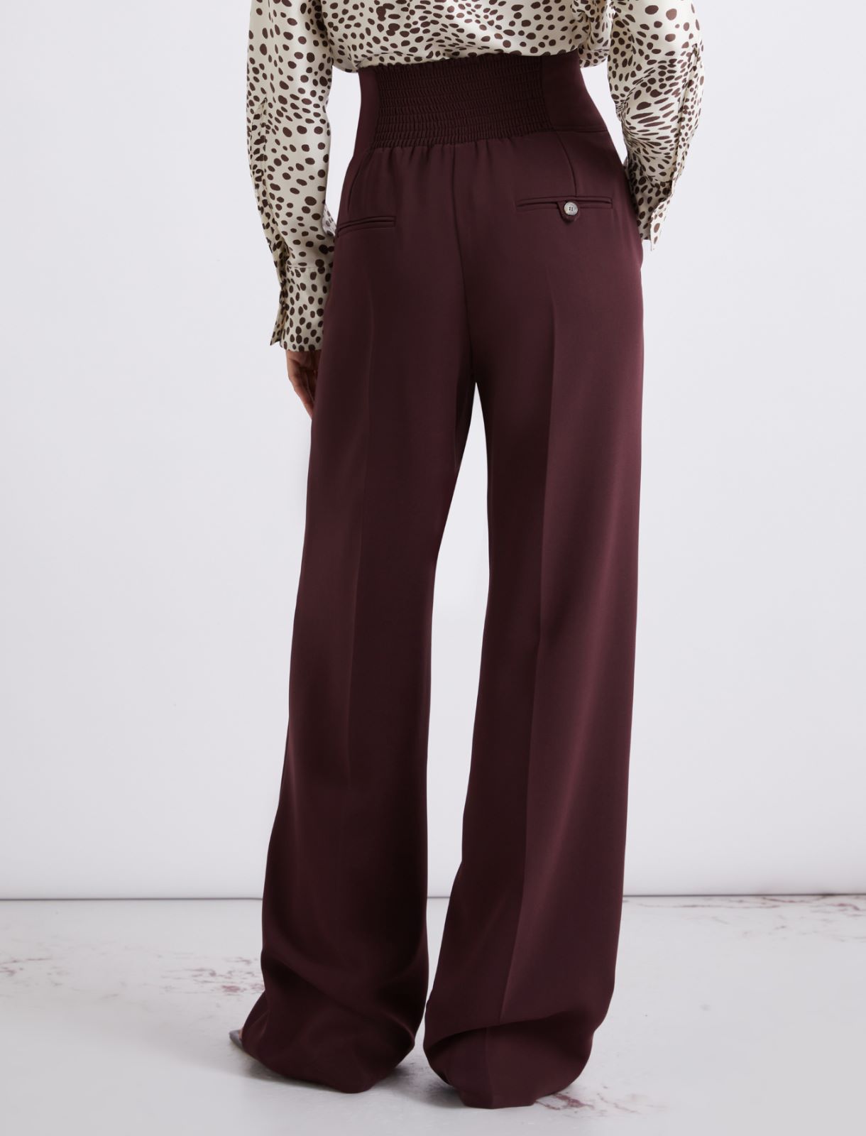 High-waisted cady trousers - Bordeaux - Marella - 3