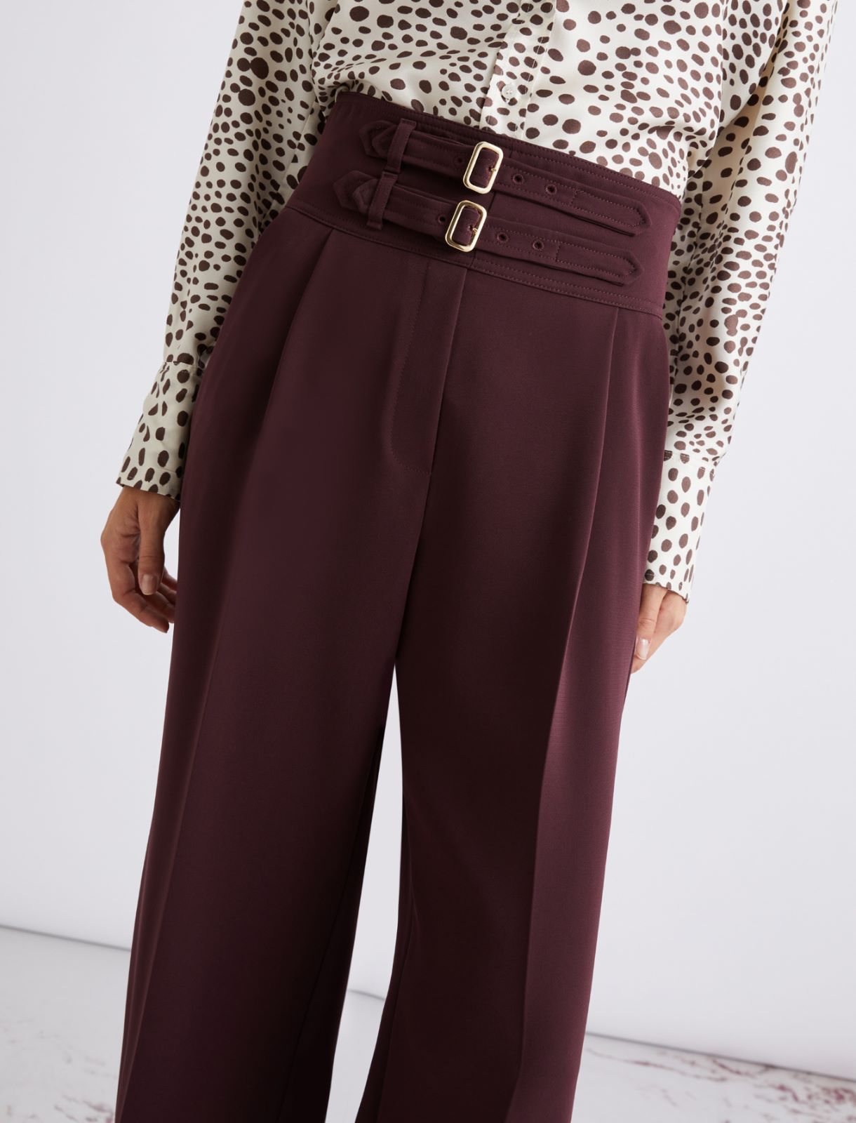 High-waisted cady trousers - Bordeaux - Marella - 5