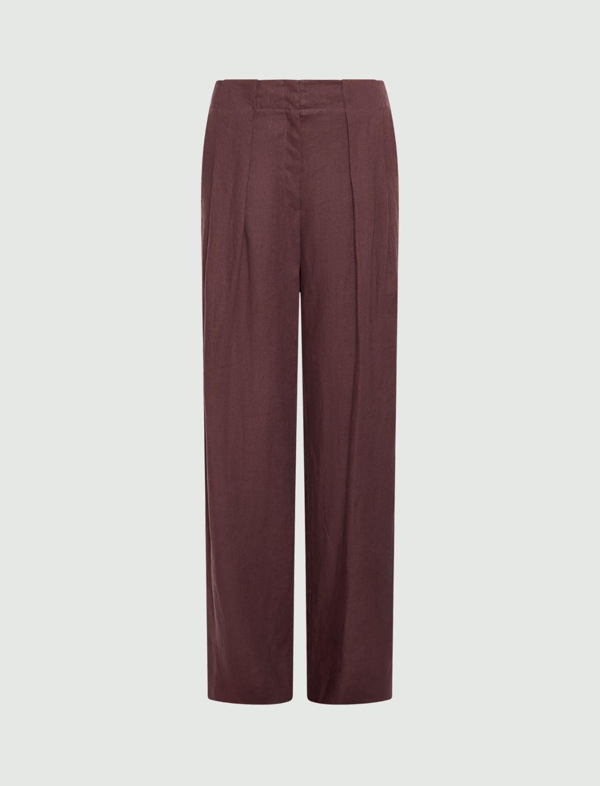 Washed linen trousers - BROWN - Marella