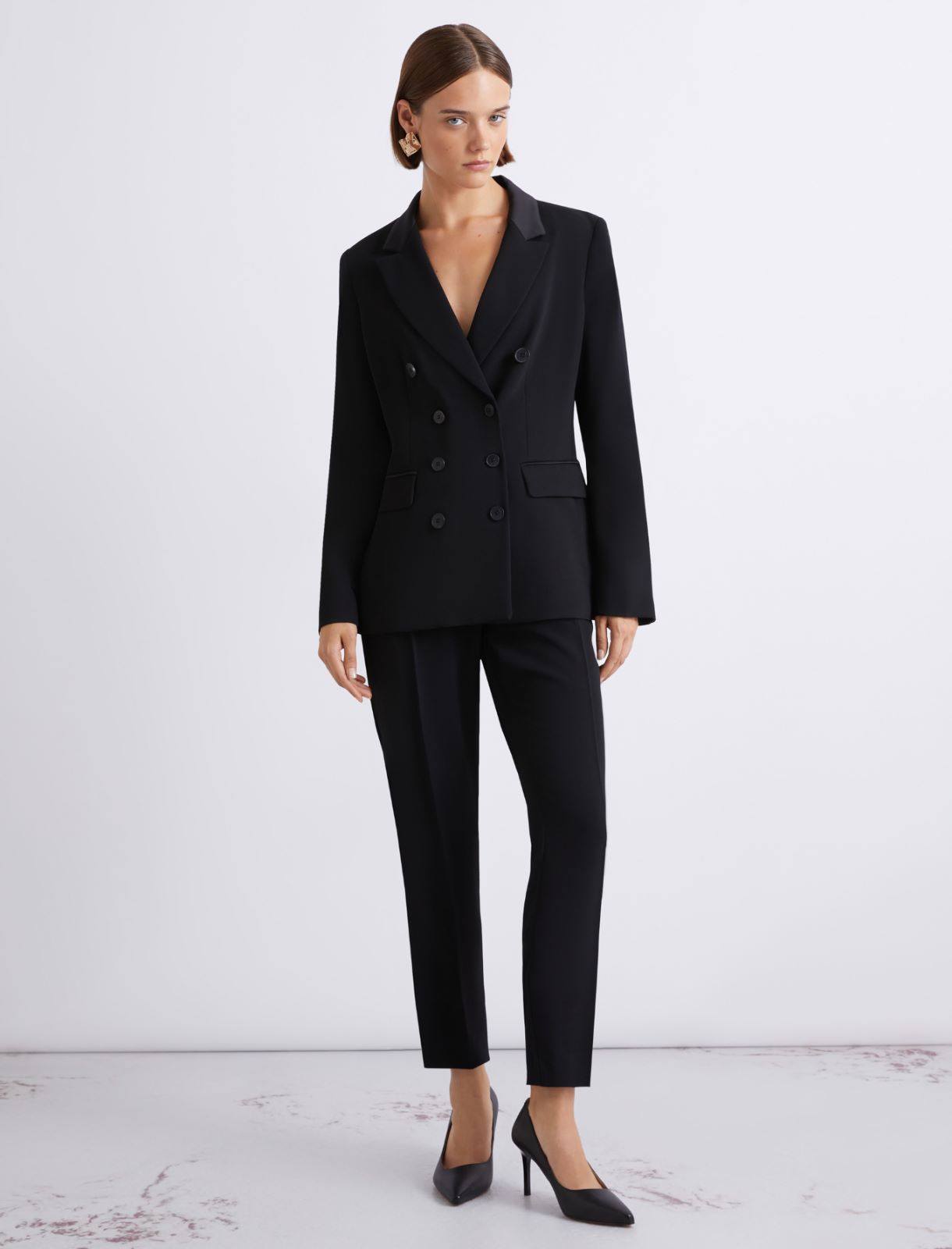 Envers satin chino trousers - BLACK - Marella - 2