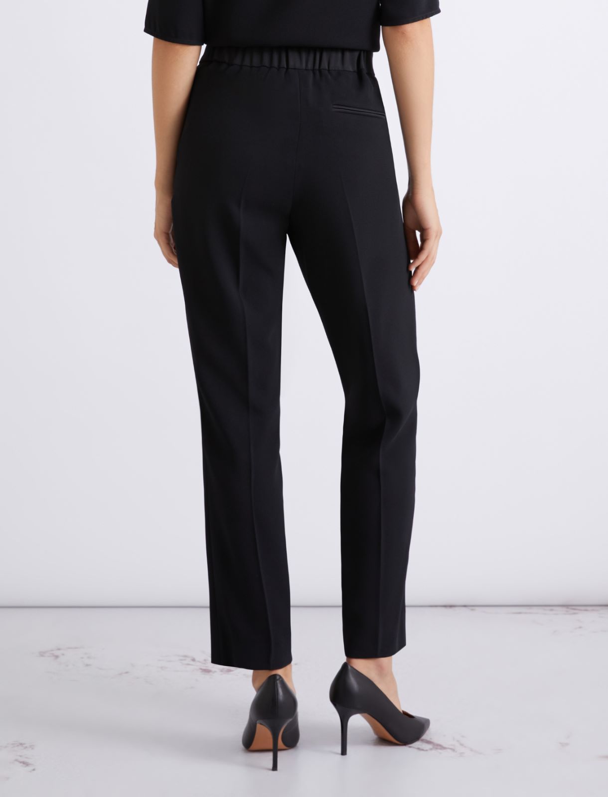 Envers satin chino trousers - BLACK - Marella - 3
