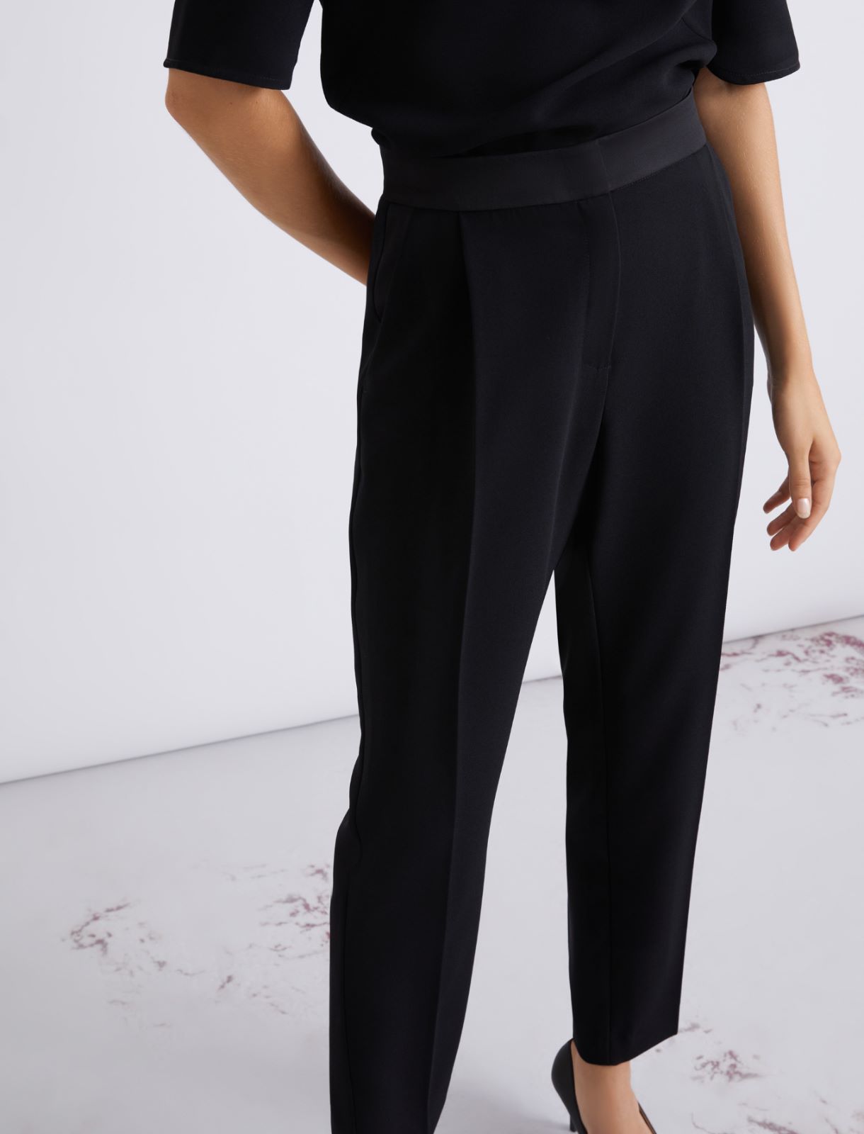 Envers satin chino trousers - BLACK - Marella - 5