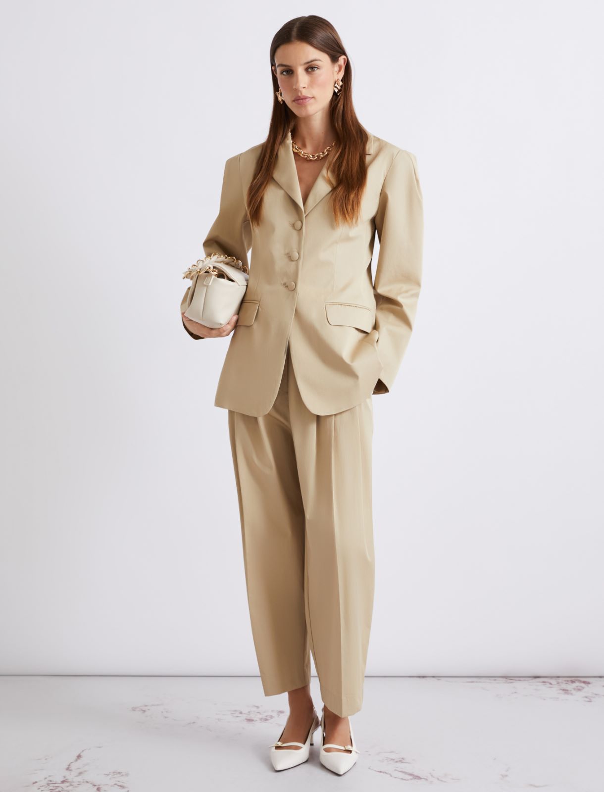 Cropped Hose aus Baumwollgabardine - SAND - Marella - 2