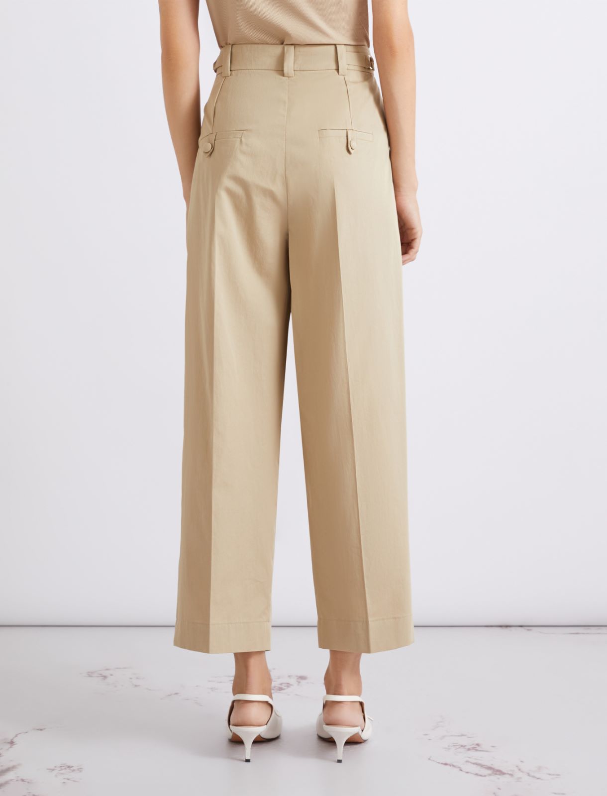 Cropped Hose aus Baumwollgabardine - SAND - Marella - 3