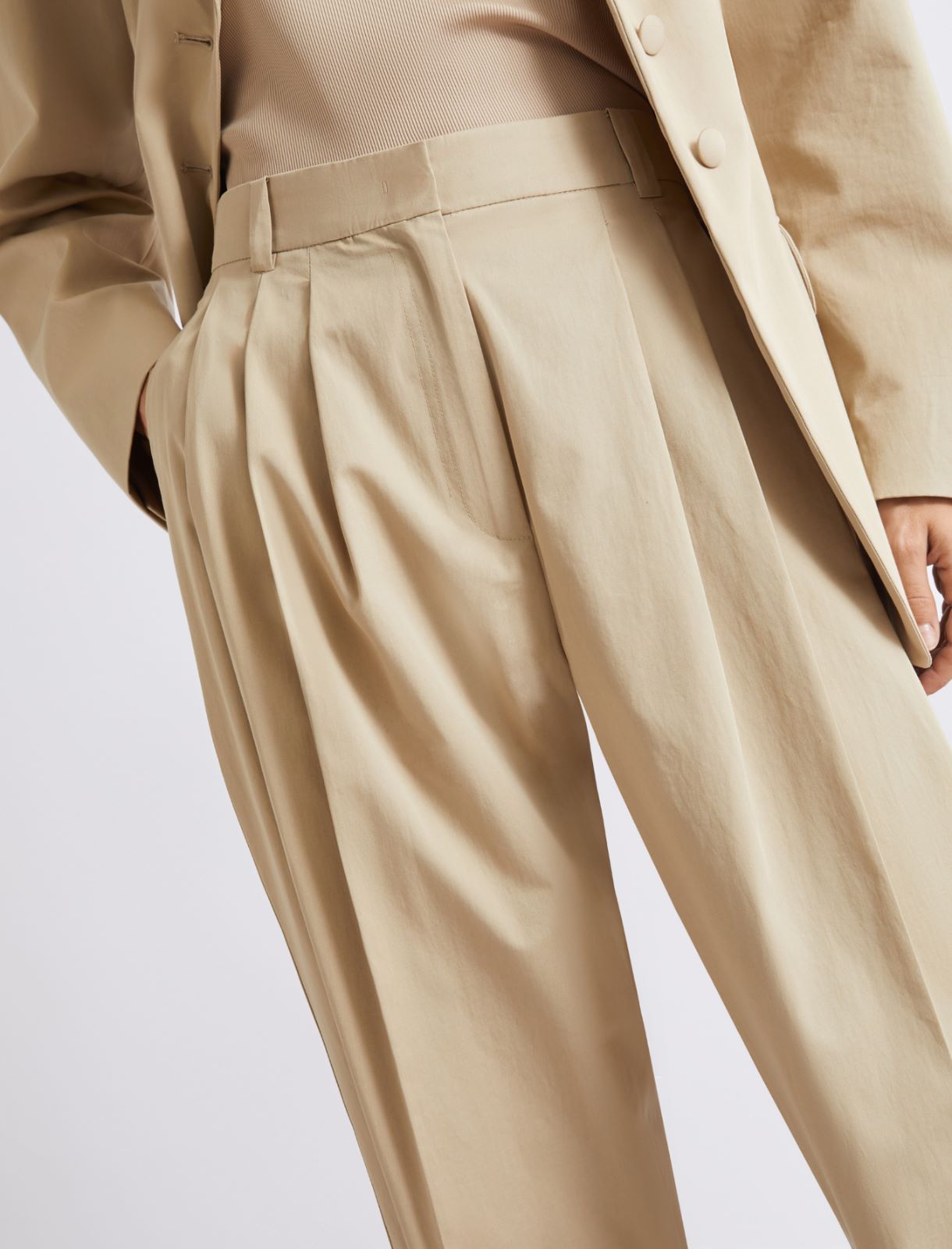 Cropped Hose aus Baumwollgabardine - SAND - Marella - 5