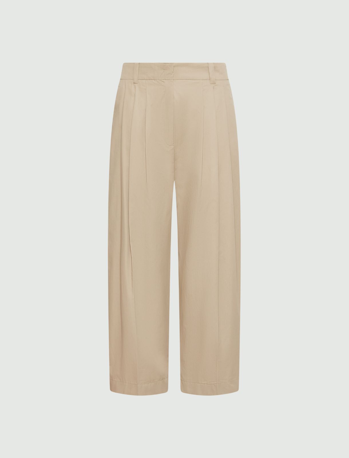 Cropped cotton gabardine trousers - SAND - Marella