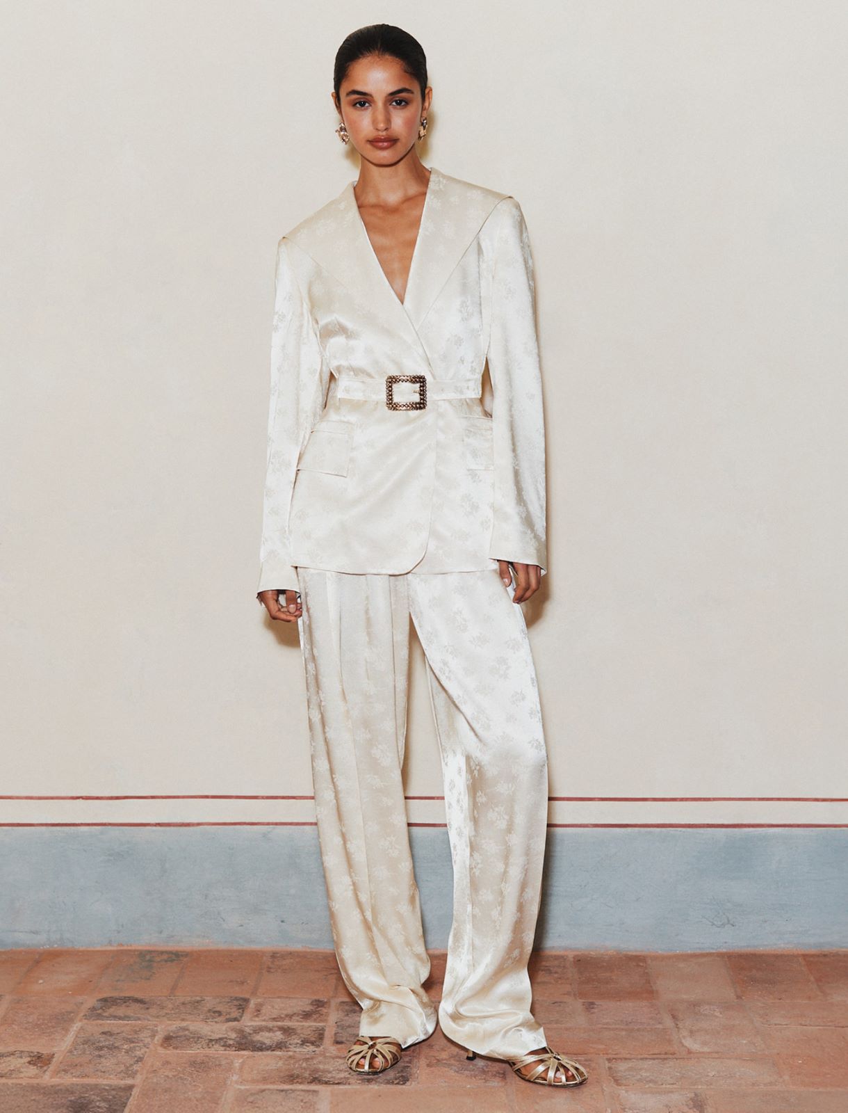 Pantalon en viscose jacquard - BLANC LAINE - Marella - 2