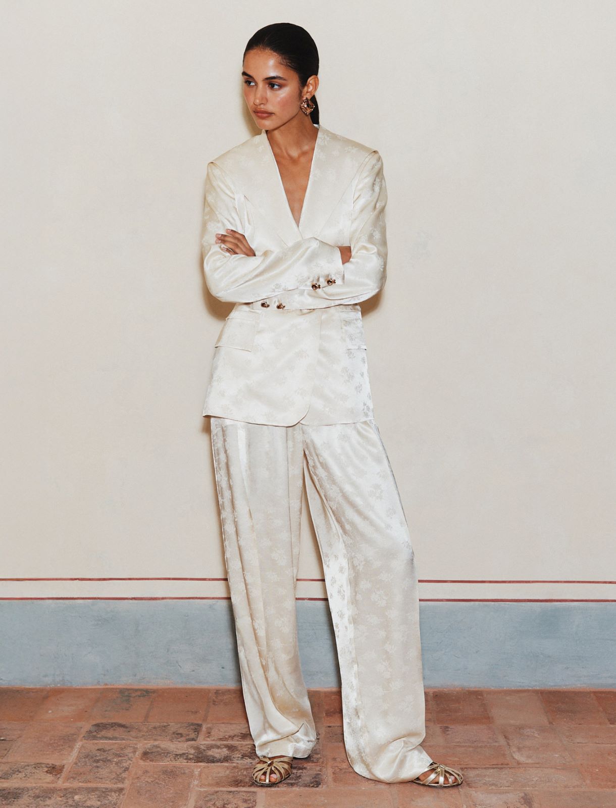 Pantalon en viscose jacquard - BLANC LAINE - Marella - 4