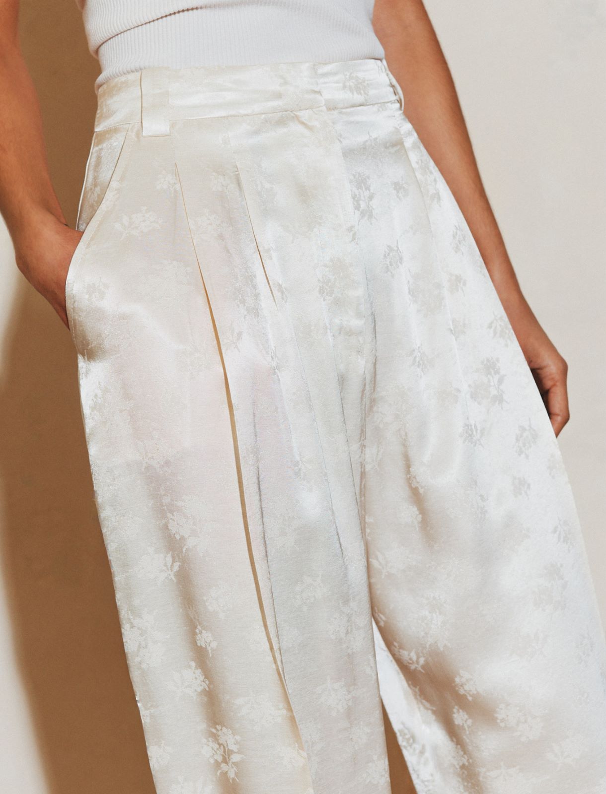 Pantalon en viscose jacquard - BLANC LAINE - Marella - 5