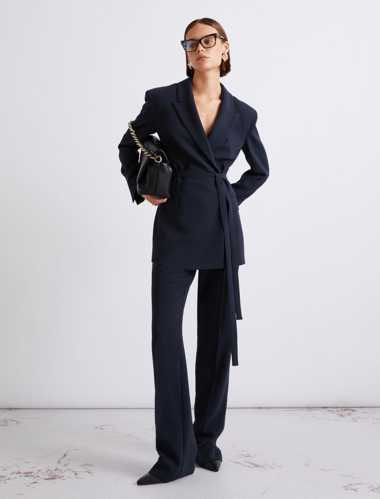 Slightly flared cady trousers - Navy - Marella - 2