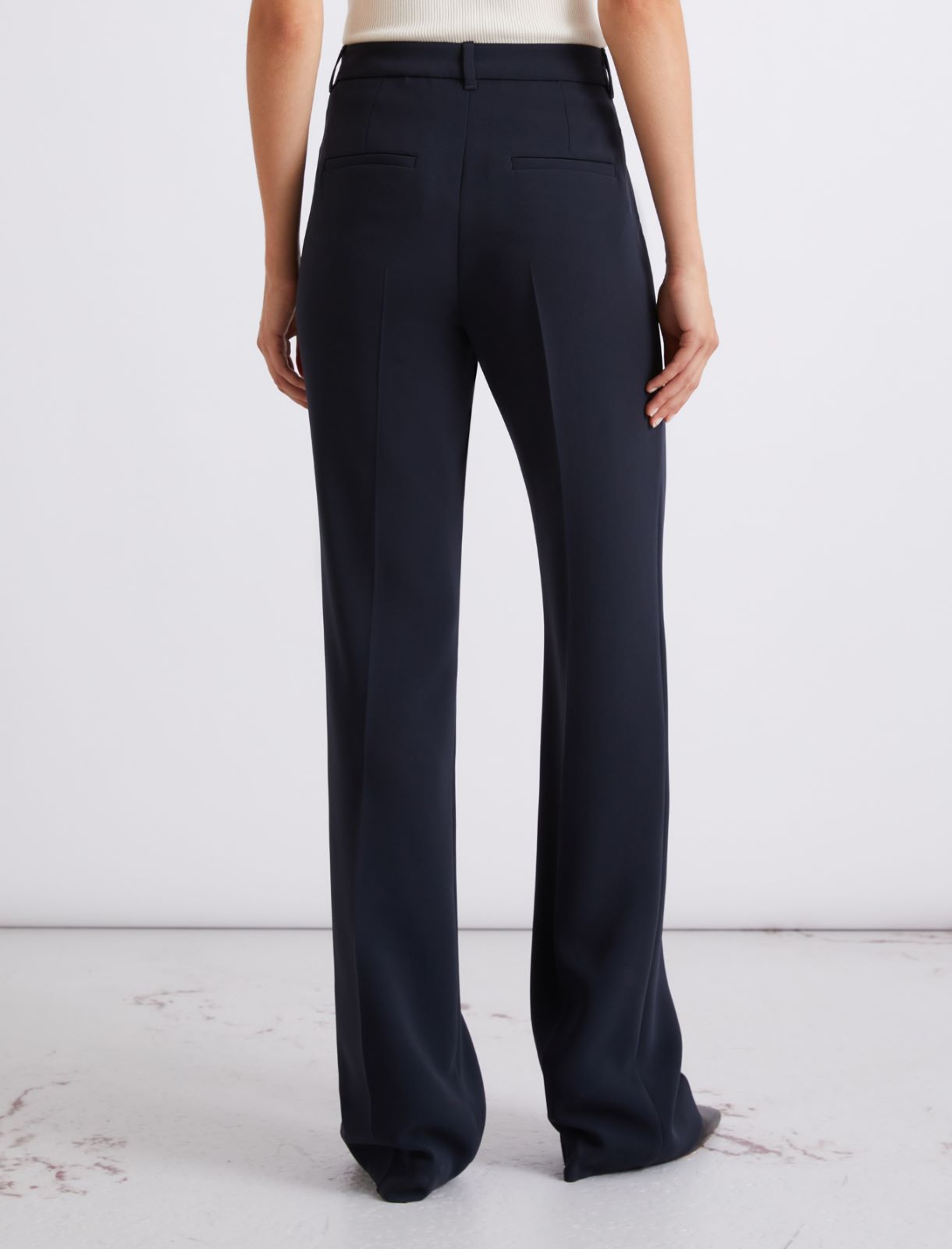 Slightly flared cady trousers - Navy - Marella - 3