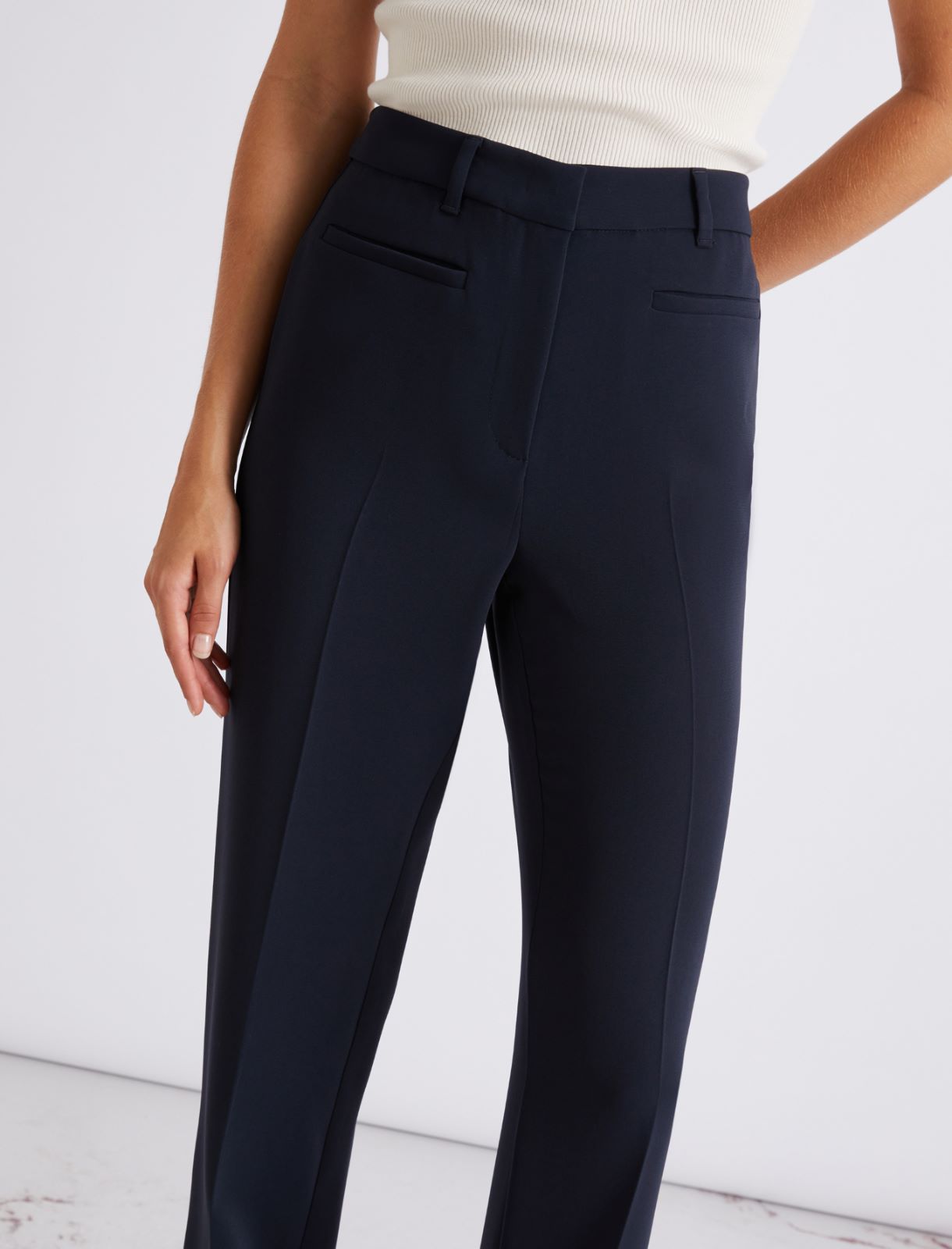 Slightly flared cady trousers - Navy - Marella - 5