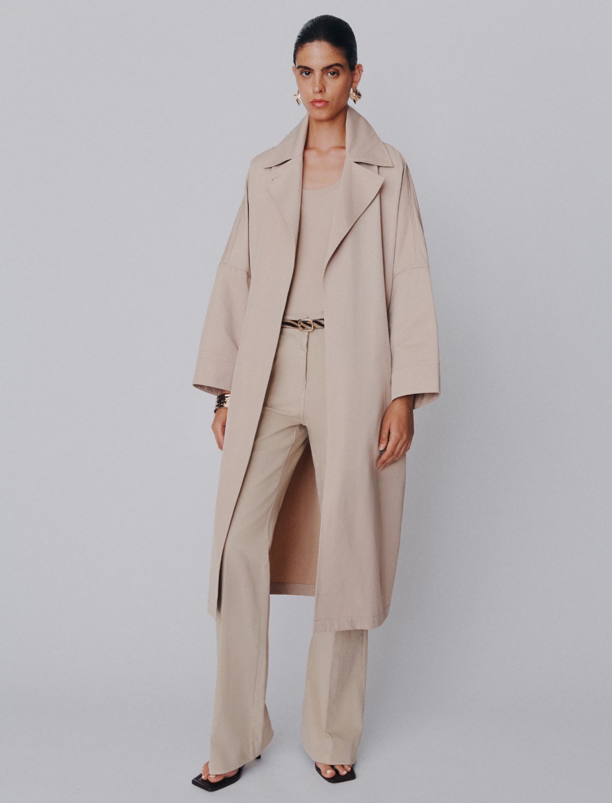 Stretch cotton wide-leg trousers - BEIGE - Marella - 2