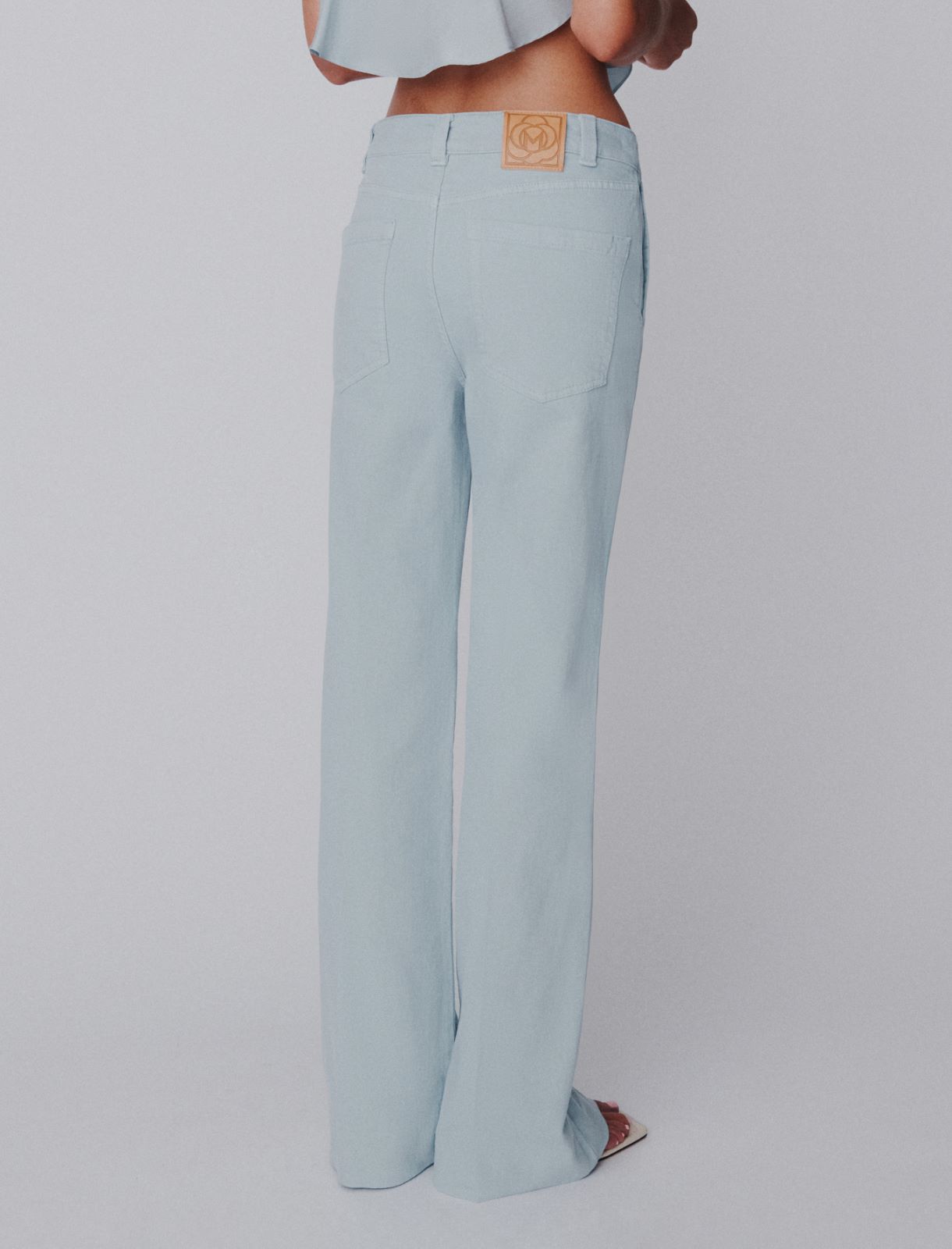 Stretch cotton wide-leg trousers - LIGHT BLUE - Marella - 3